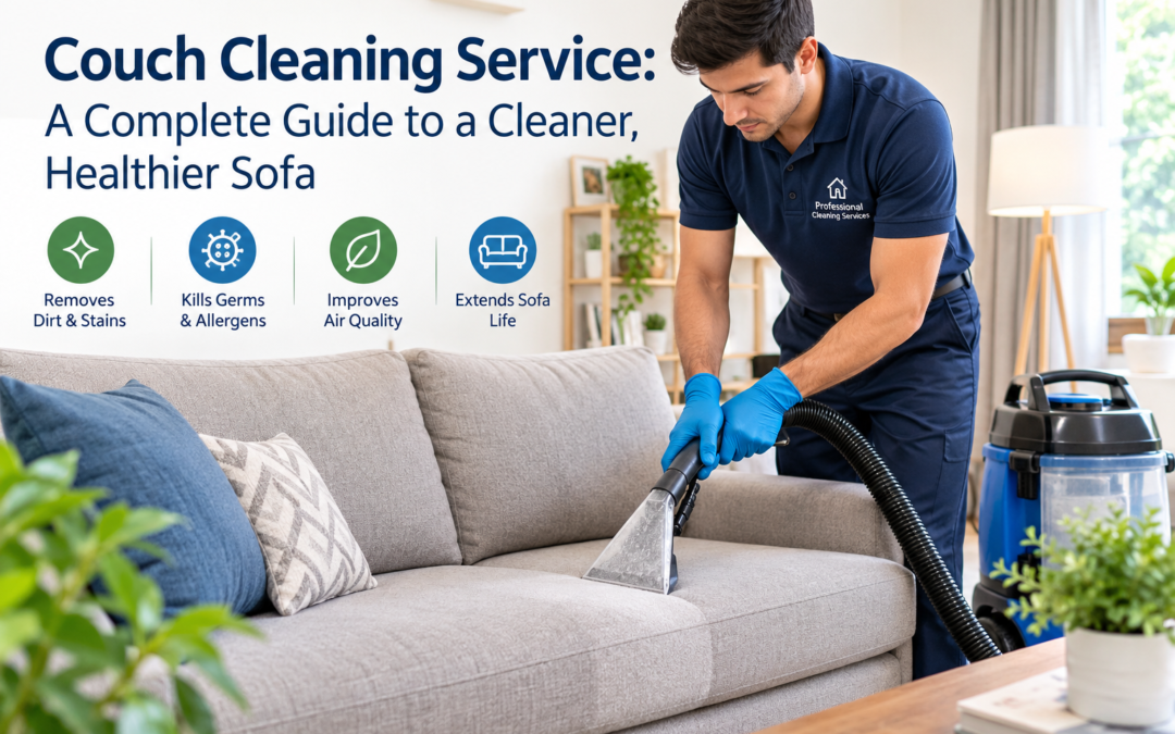 Professional couch cleaning service for a sofa.